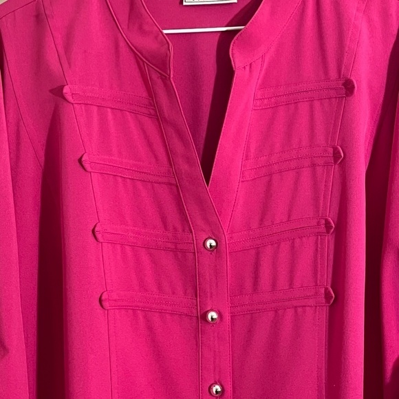 Kathy Che Top Women 18W Pink Solider Retro Boho Western Feminine Office Classic - Picture 5 of 13